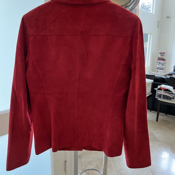Elle Tahari Red Suede Jacket - Picture 5 of 12